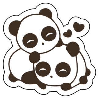 Cute Panda Couple In Love Sticker (Brown)